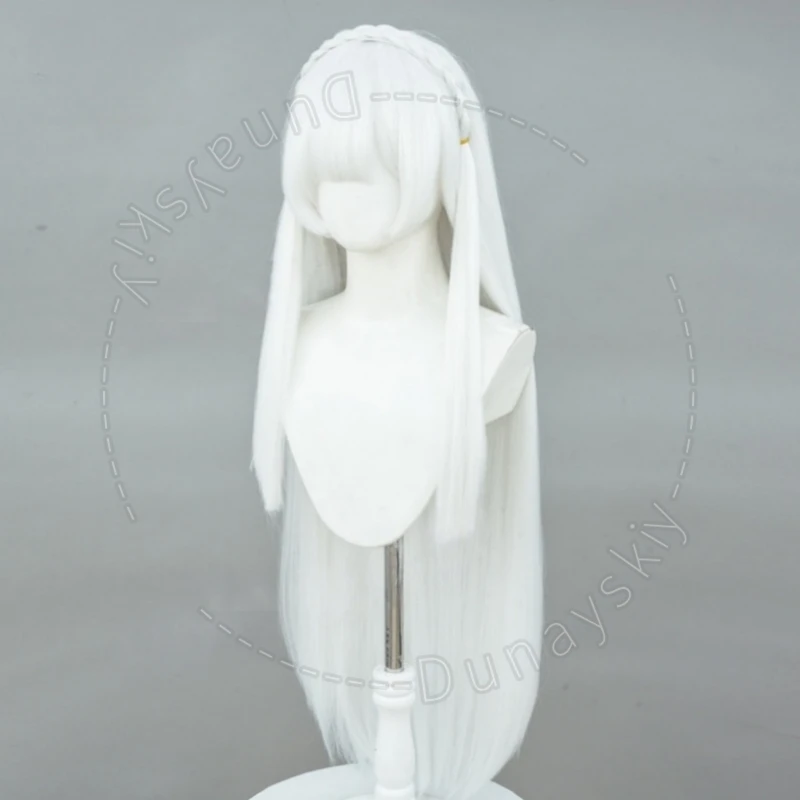Anime Re:Life Emilia Green White Color Block Dress Cosplay Costume Wig Headgear Off-Shoulder Flare Sleeve Design High Collar Cos - view 6