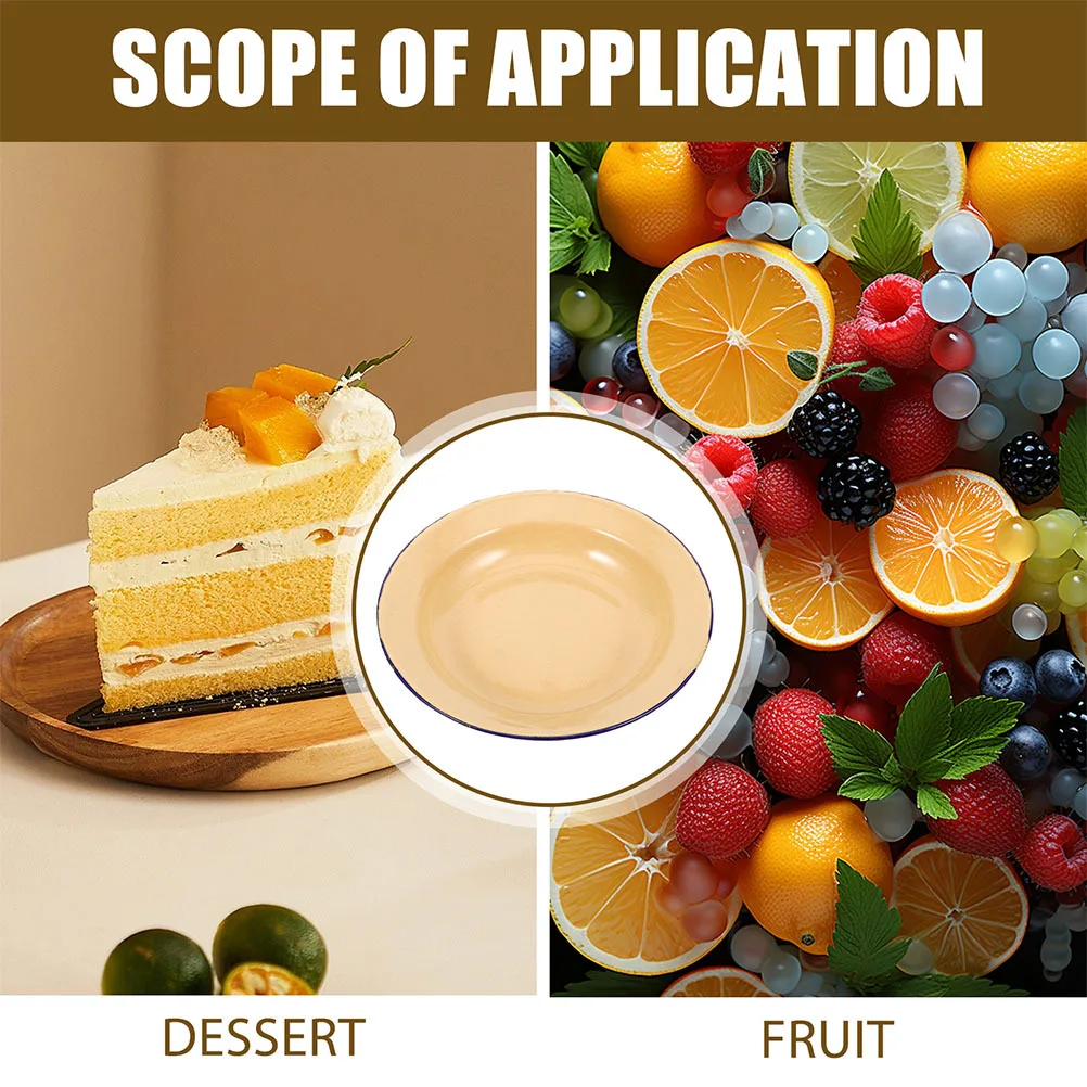 

5Pcs Enamel Plates Vintage Retro Style Smooth Edges Serving Plate Snack Fruit Dish Home Kitchen Enamel Plate Fruits Holder