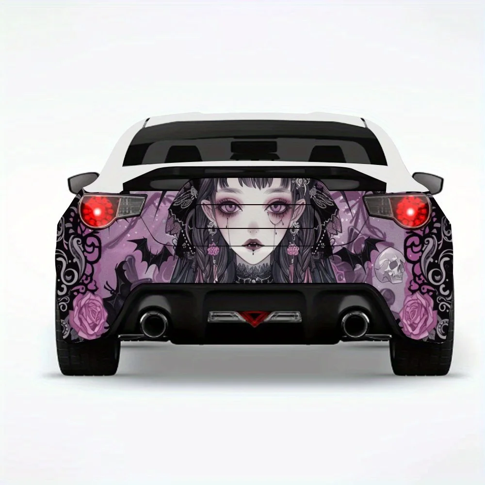 

Gothic Style Girl with Roses ArtCar Sticker,Vinyl Decal for Car Rear, Waterproof Self-Adhesive Vinyl Stickers for Vehicle Tail a