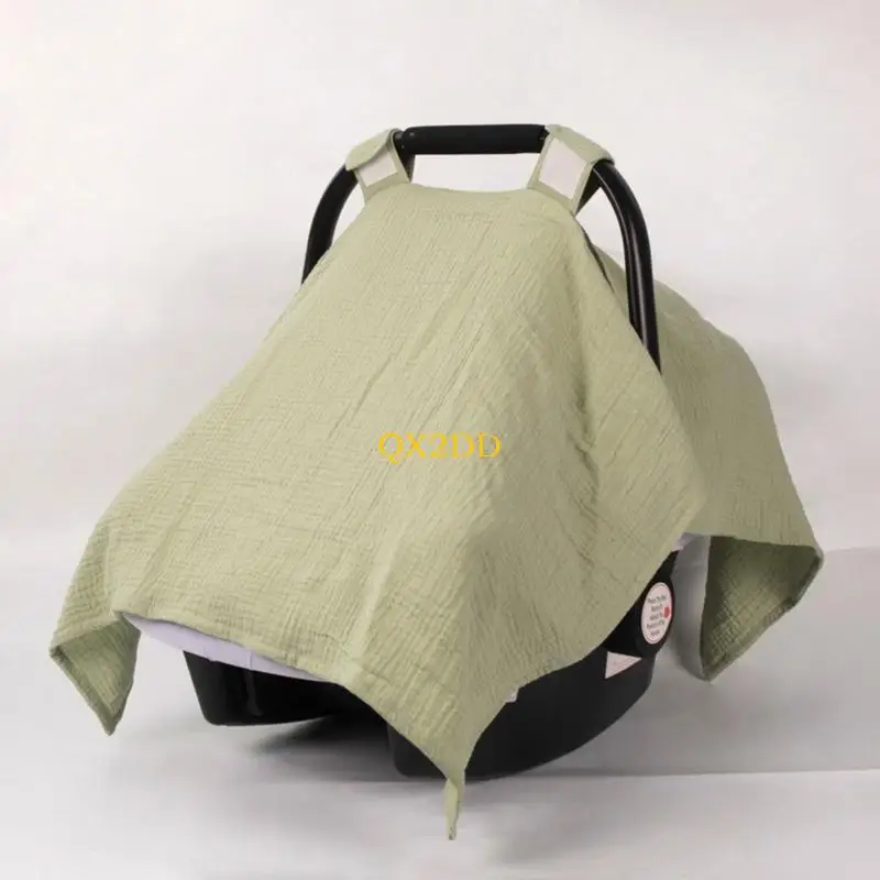 QX2D Baby Carseat Cover Windproof Cover Dual-Layer Mini Crib Mesh Net Sun-shade Cover