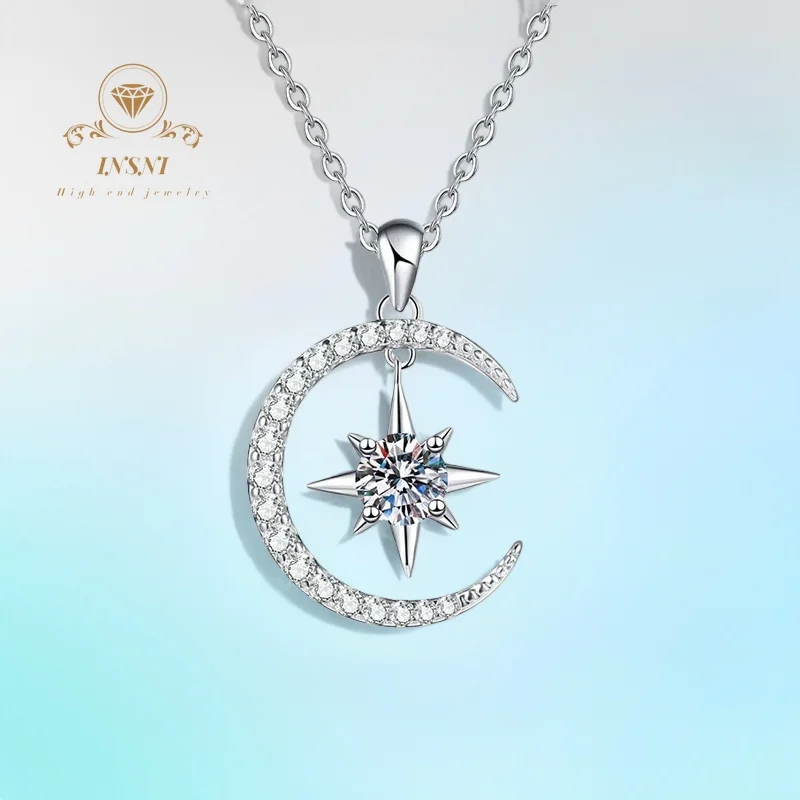 

Серебряное колье S925 с подвеской из муассанита, роскошное корейское колье в стиле Star Light, 50 баллов, цвет D, ювелирное изделие из муассанита.