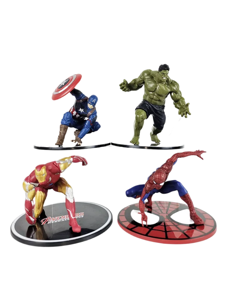 Figurines d'action Marvel Hulk Capain America Ironman Spider man modèle collection avec Base 10-13CM