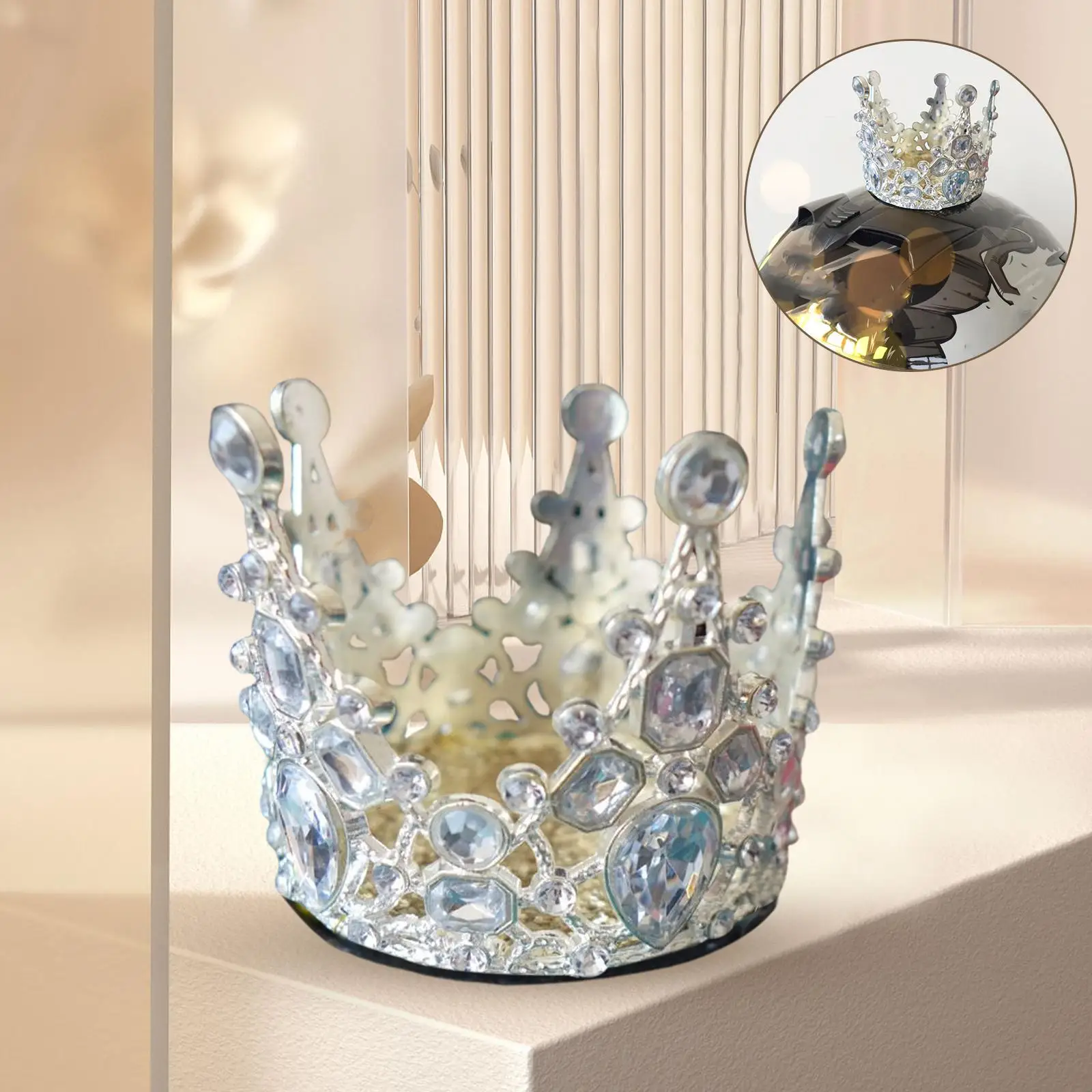 Helmet Crown Accessory Cute Fit for Bike Motocross White Rhinestones