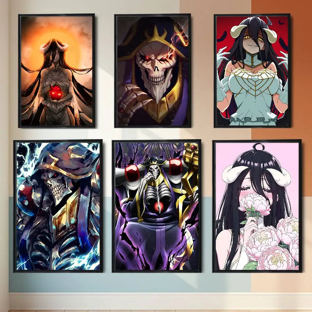 A-Albedo The King Overlord Ainz Ooal Gown Poster Prints Wall Art Painting Picture Living Room Bar Restaurant Dec Sticker Large