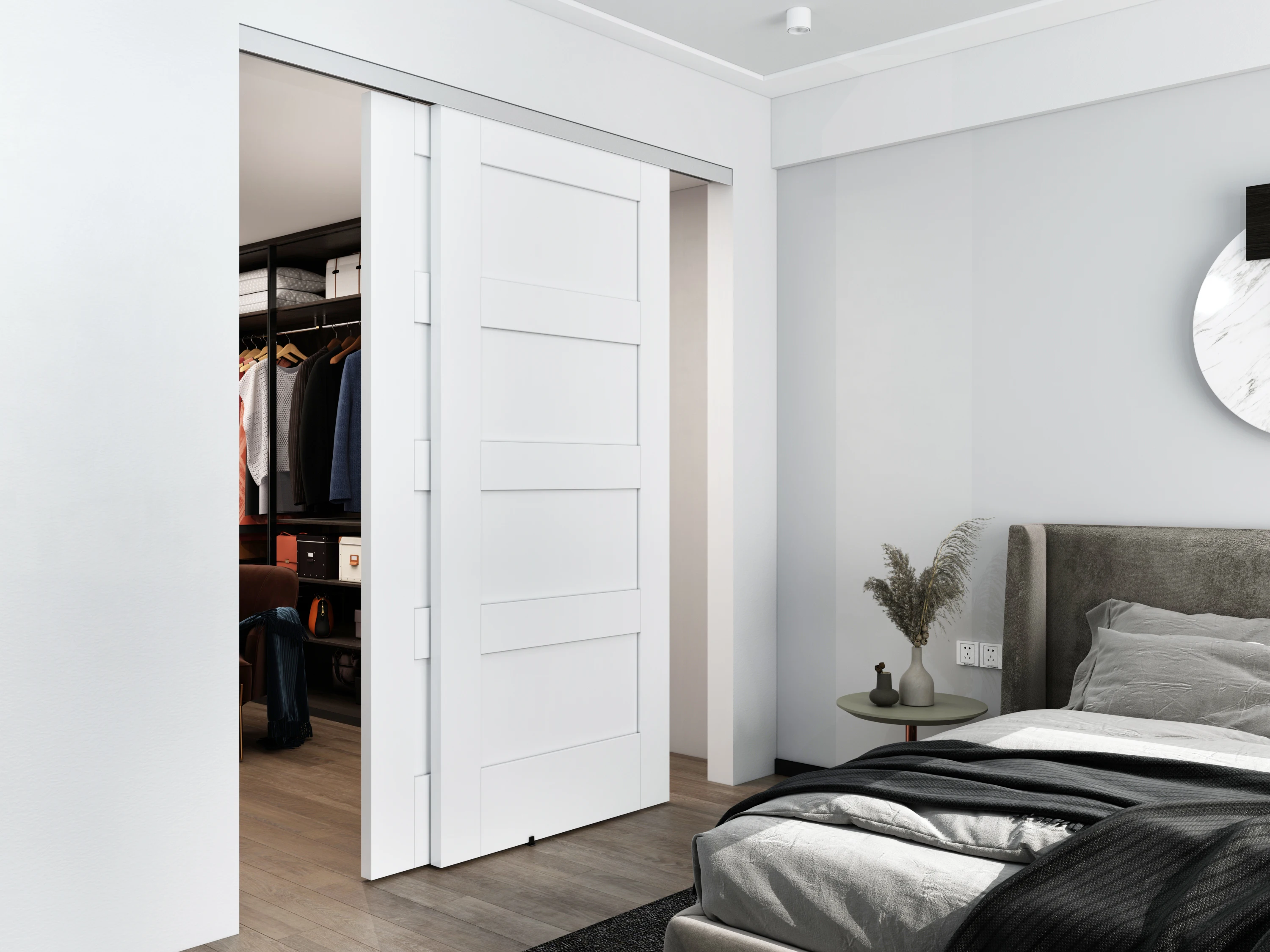 الداخلية الساخن بيع 3-عجلات شماعات تجاوز خزانة الباب الأجهزة عدة باب خزانة الملابس لغرفة النوم #5