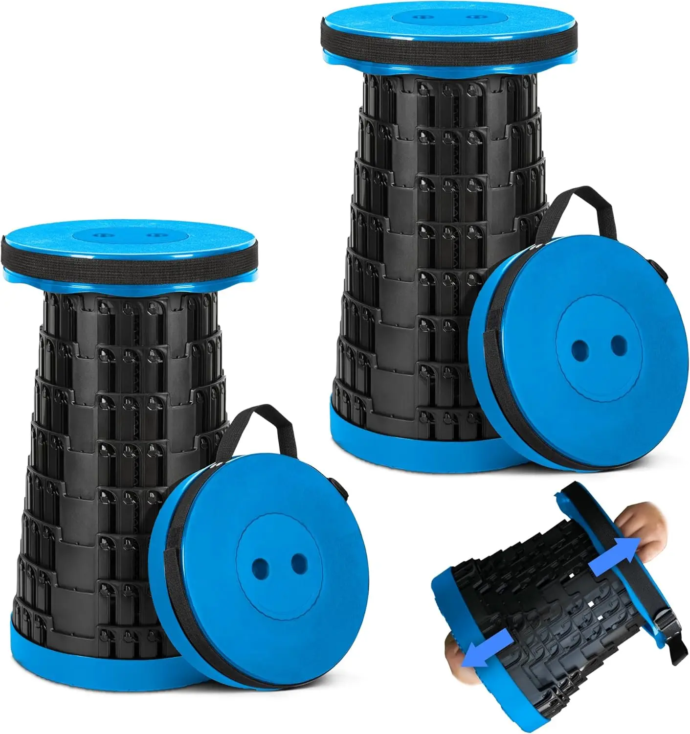 

2-Pack 2025 Upgraded Collapsible Stool, 620lb Capacity, Adjustable Height, Portable Folding Travel Chair