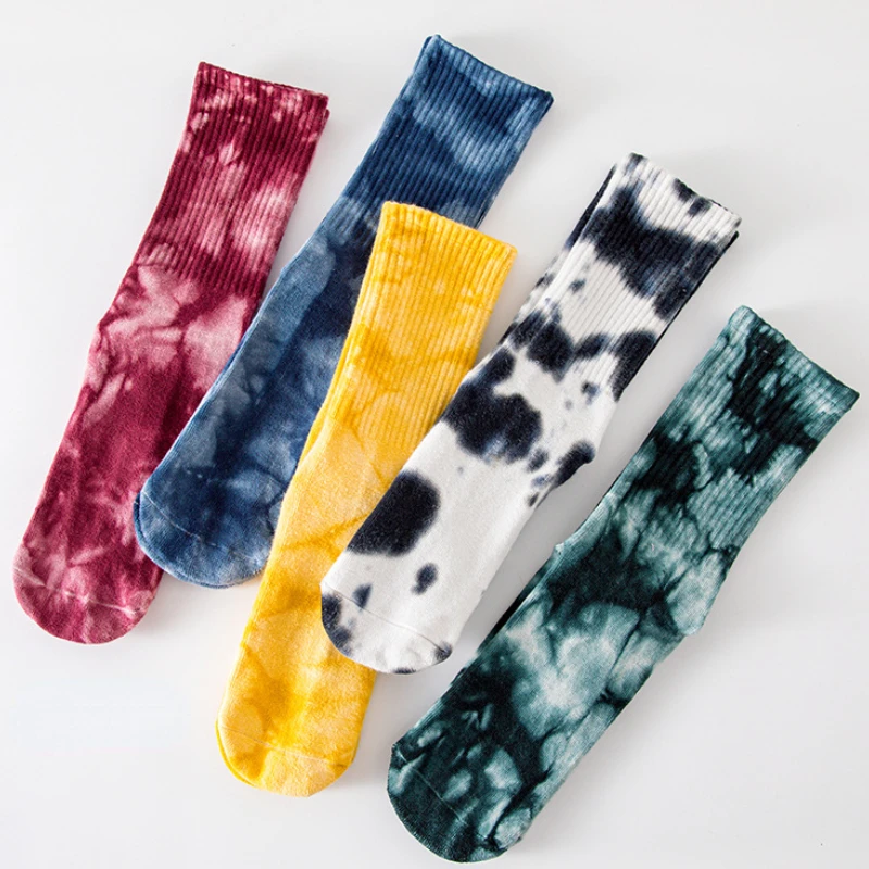 New Fashion Tie-dye Mid-calf Yoga Socks Pilates Socks Indoor Special Non-slip Sports Socks Dance Fitness Floor Socks