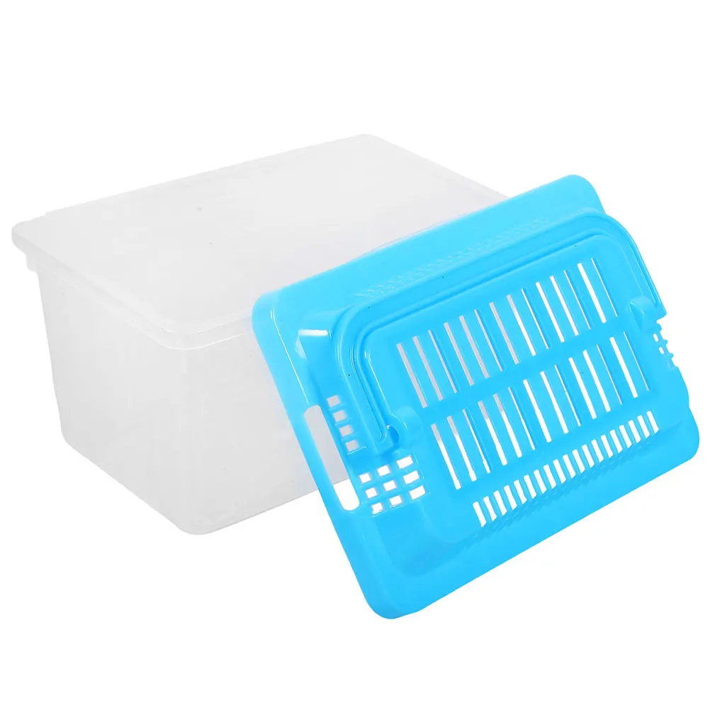 

Small Portable Turtle Feeding Box Transparent Plastic Turtle Tank Home Reptile Habitat Handheld Fish Tank Aquarium