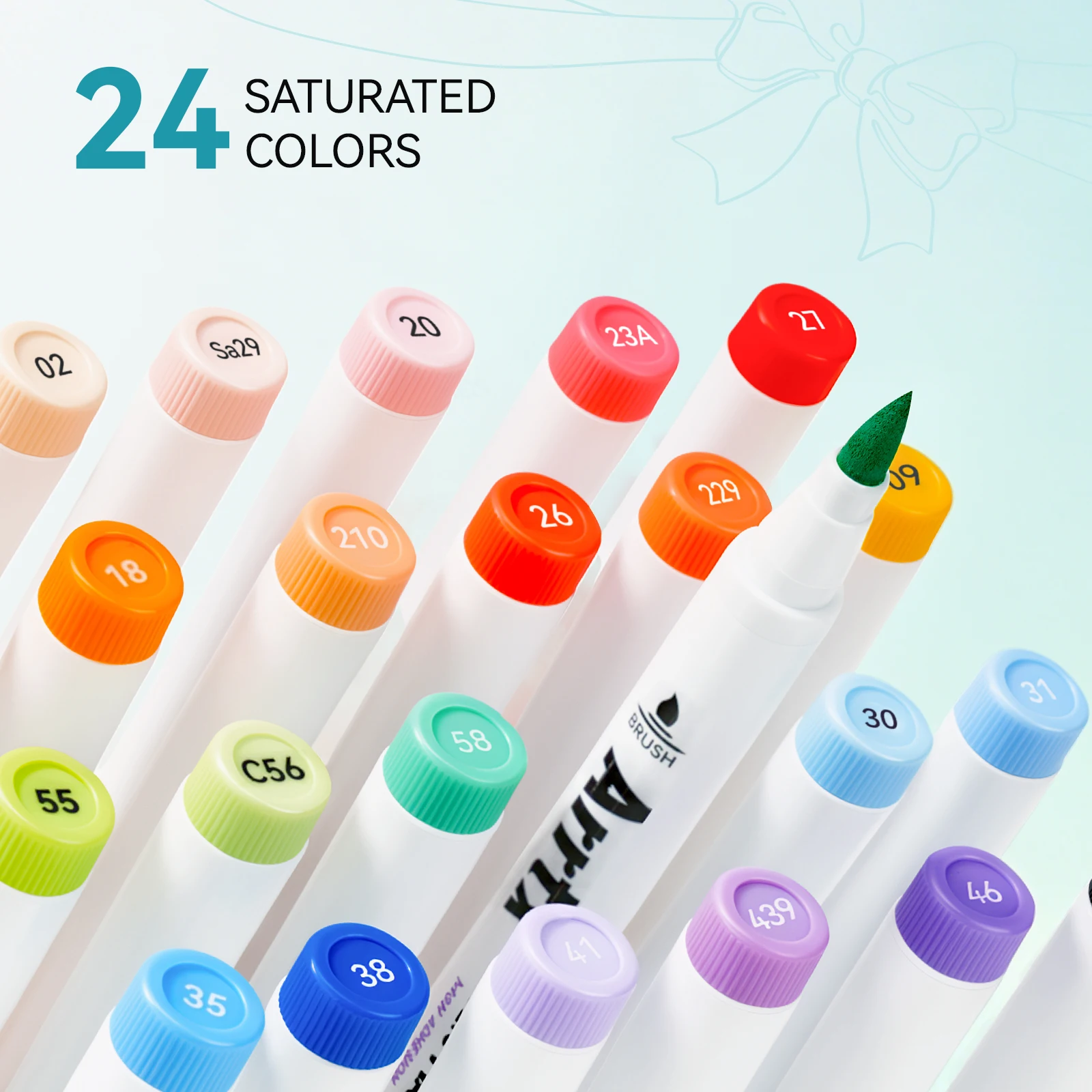 Arrtx 24 Colors Acrylic Paint Pens with Brush Tip & 0.3mm Outlining Pen, 8 Line Art Sheets & Coloring , Art kit for Beginners