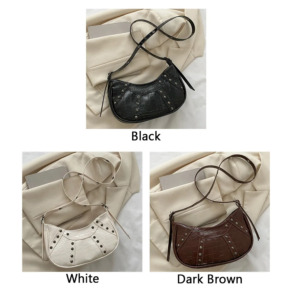 Bolso cruzado de diseñador de lujo para mujer, bolso de mano de PU de gran capacidad, Color sólido, con remaches, sencillo, para viaje de oficina