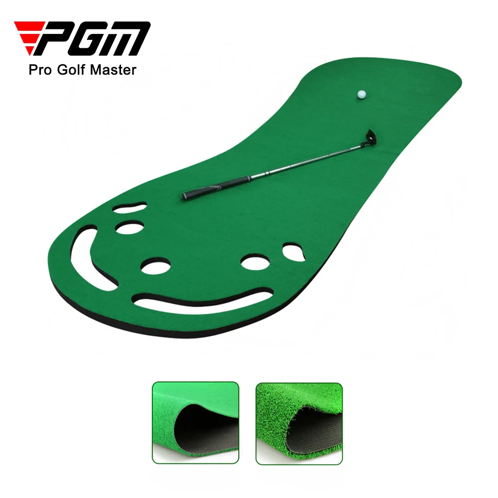 PGM Golf Putting Mat Indoor Home Portable Practice Training Putter Pads Putting Green with 5 Holes Golf Training Aids GL013