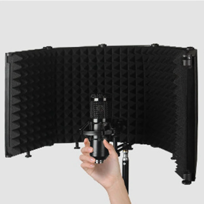 Adjustable Microphone Isolation Shield Foldable Studio Recording Mic Filter Mic Sponge Soundproof Shield