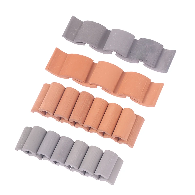 

60PCS Simulation Mini Roof Tiles DIY Building Blocks For Landscaping Miniature Roof Tiles For Doll Toys DollHouse Accessories