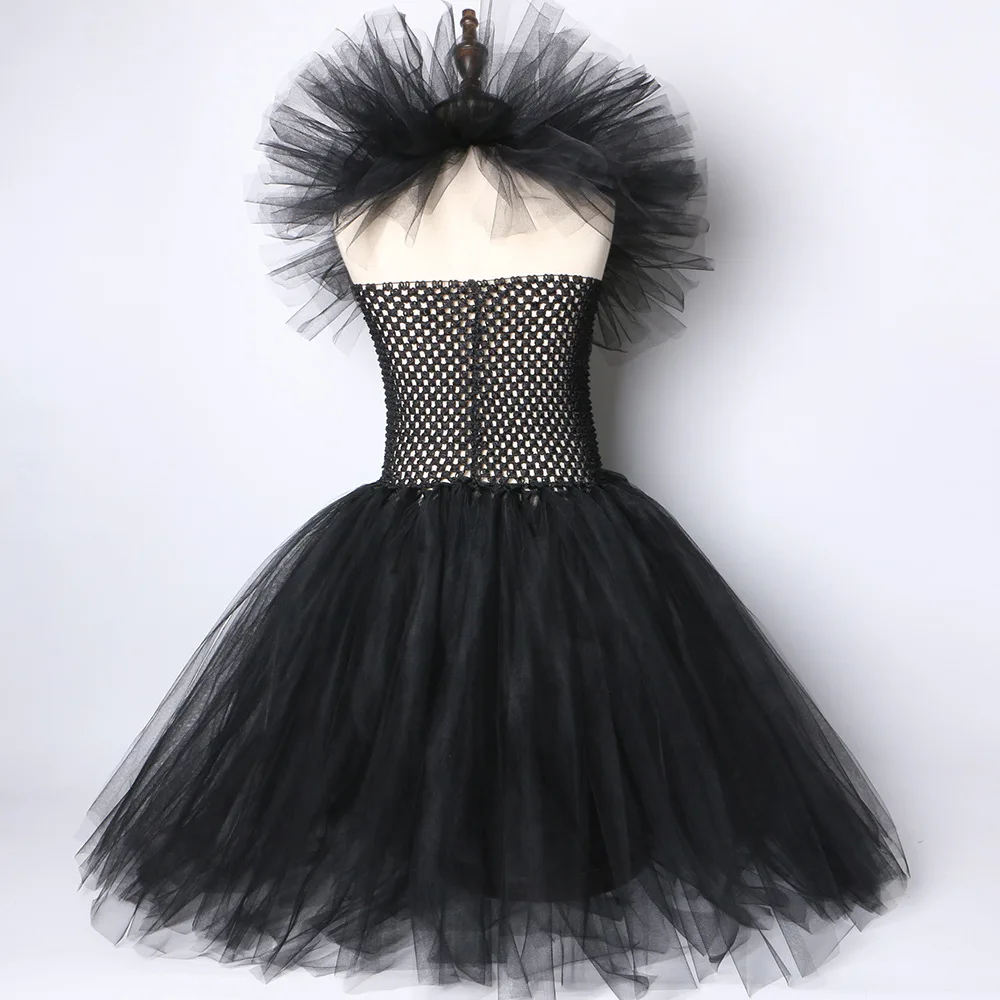 Halloween malefice traje para crianças carnaval festa roupas conjunto bruxa rainha má cosplay traje para meninas fantasia tule tutu vestido