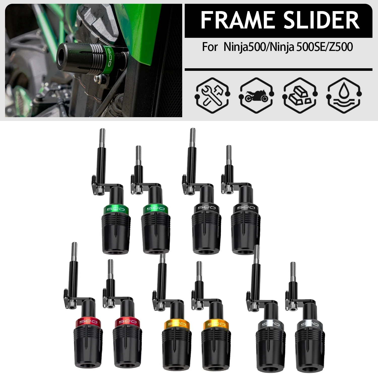 

For KAWASAKI Z500 Z500SE Ninja500 Z400 Motorcycle Falling Protection Frame Slider Crash Pad Falling Protection Exhaust Slider