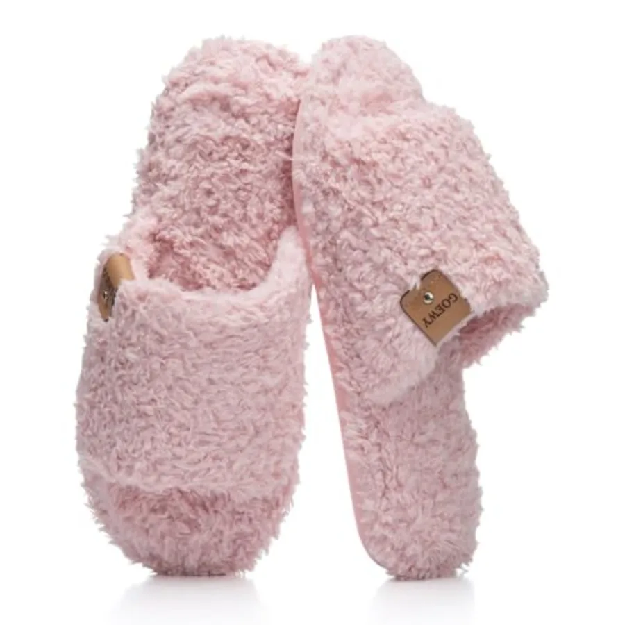 Fuzzy Open Toe Slippers for Women Indoor Cozy Memory Foam Slip On House Slides Shoes Gifts for Womens Her Mom