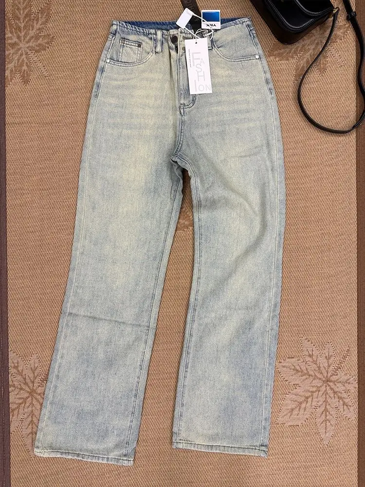 Designer Jeans Man High Quality Fashion 2026 Retro Wide-leg Jeans New Narrow Wide High Waist Loose Drape Straight Floor Pants