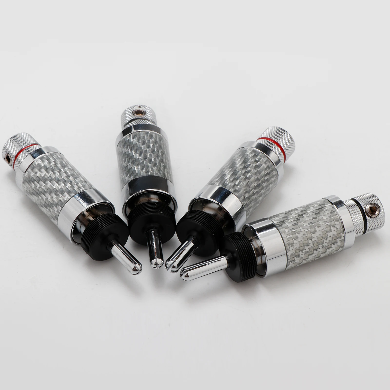 Hifi-Audiostecker, Bananenstecker mit rhodiniertem, schwarzem Kohlefaseranschluss, Lautsprecherkabel, männlich, 9 mm – Detail 5