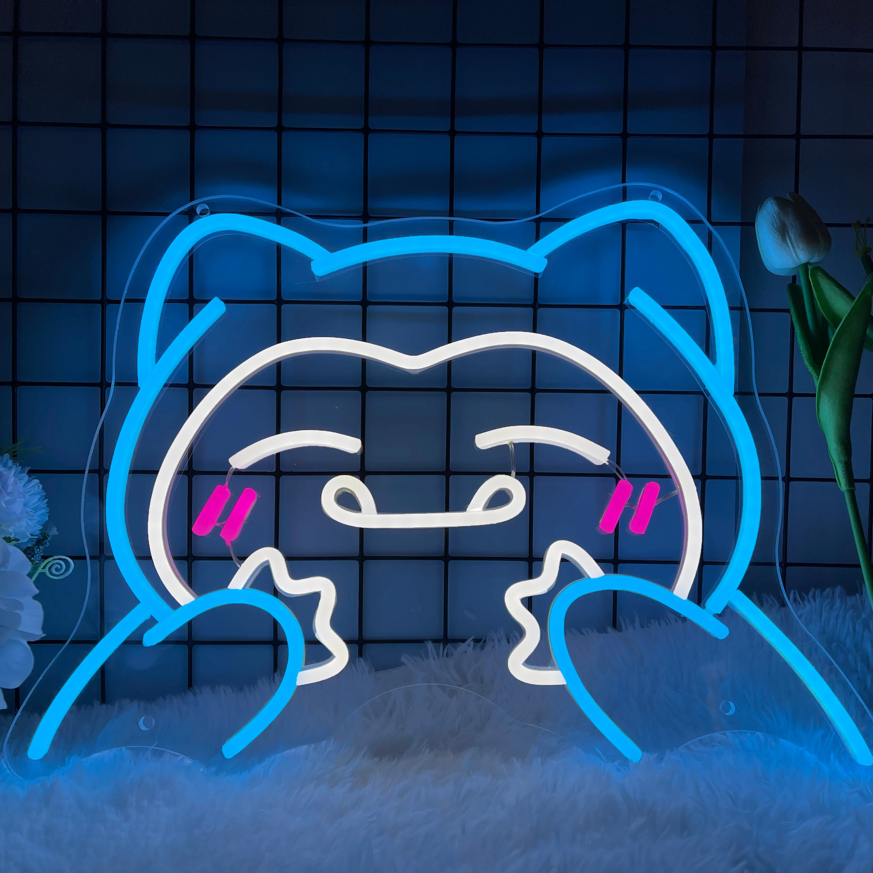 Imagem -02 - Anime Bonito Urso Neon Luz Personalizado Led Neon Sign Interior Luzes de Parede Quarto Gameroom Decoração Casa Kids Room Gift