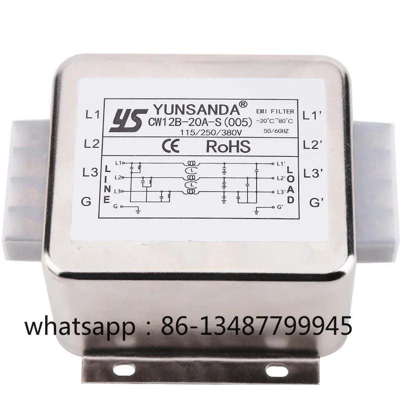 Boutique power filter 380V three-phase three-wire CW12B-3A-40A-S (005) terminal block