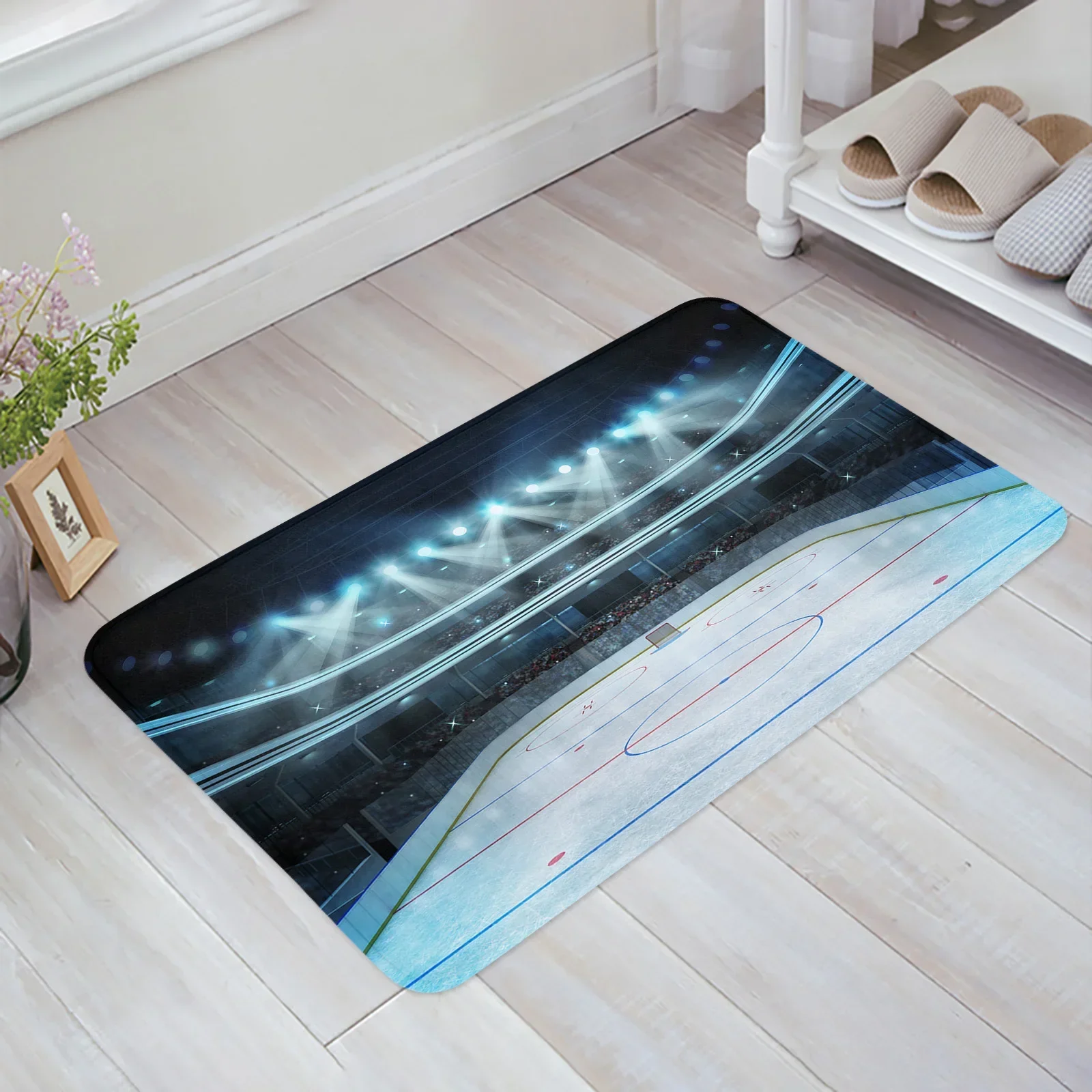 Ice Hockey Field Floor Mat Entrance Door Mat Living Room Kitchen Rug Non-Slip Carpet Bathroom Doormat Home Decor