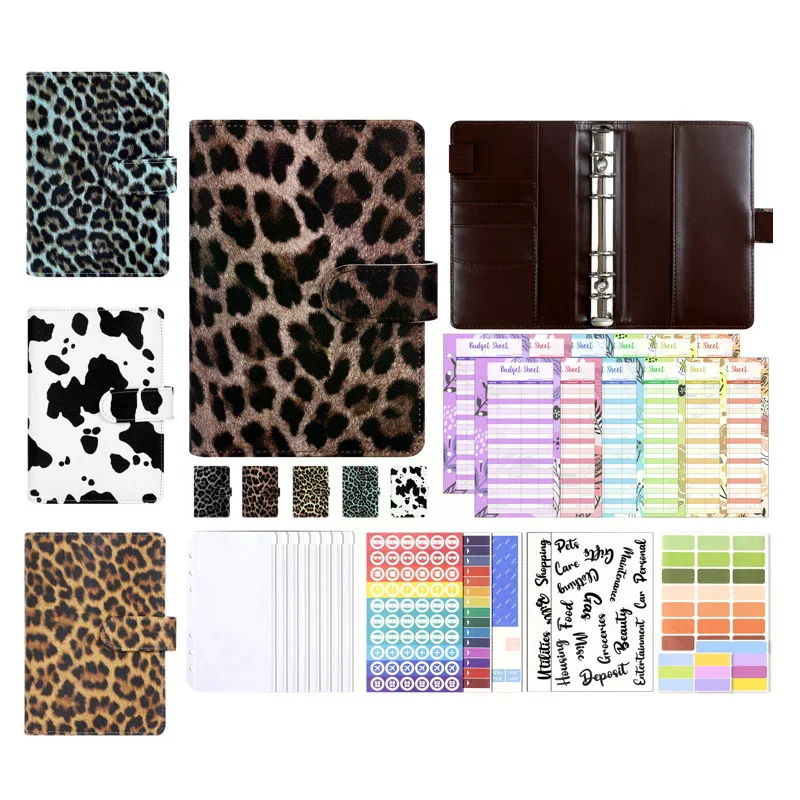 A6 PU Leather Budget Binder Notebook Cash Envelopes System Set,with Binder Pockets For Money Budget Saving Bill Organizer