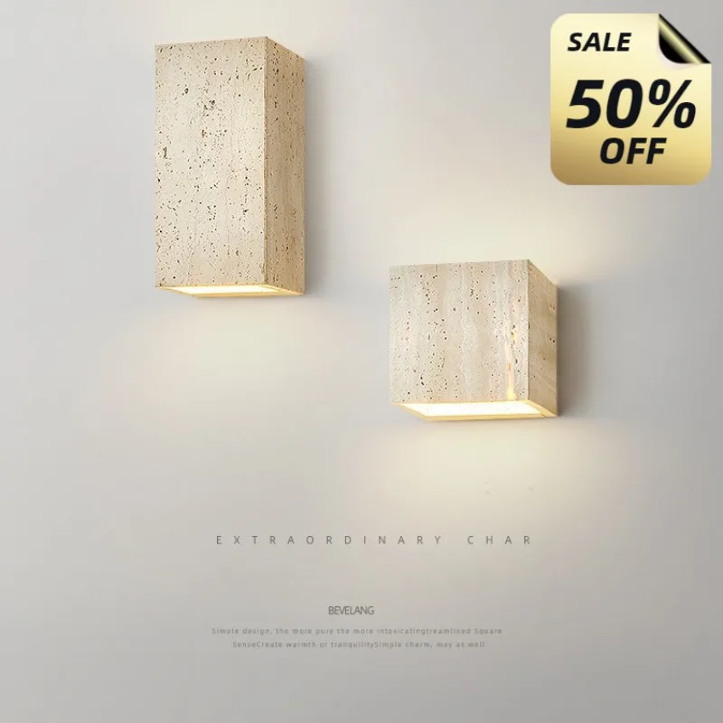 

Japanese Wabi Sabi style Cuboid Stone LED Wall Lamp Parlor Bedroom Stairs Aisle Corridor Creative Lighting Fixtures