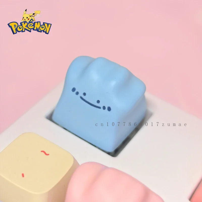 Pokemon Anime Resin Keycaps Blue Ditto DIY Handmade Custom Cartoon KeyCaps for Mechanical Keyboard Accessories Holiday Gifts