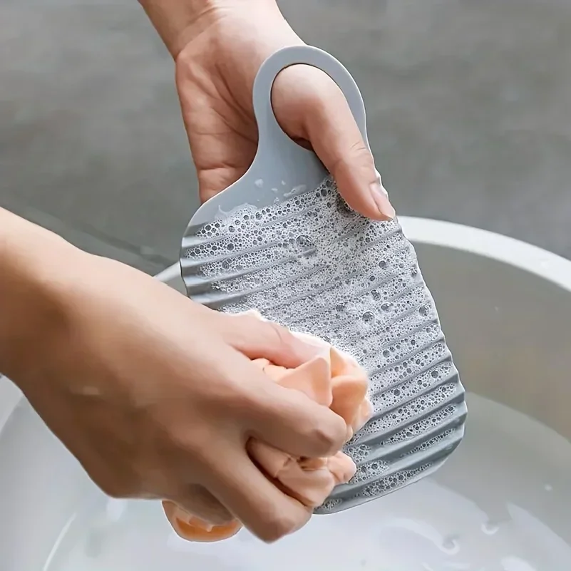 1pc Portable Mini Laundry Board, Soft Glue Foldable, Non-slip Hand Wash Scrubboard For Clothes, Perfect For Travel & Outdoor