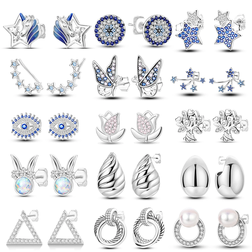 

MULA New 925 Sterling Silver Butterfly Eyes Earrings Original Stars Ear Studs Jewelry Women Fashion Elegant Gift 2023 Party