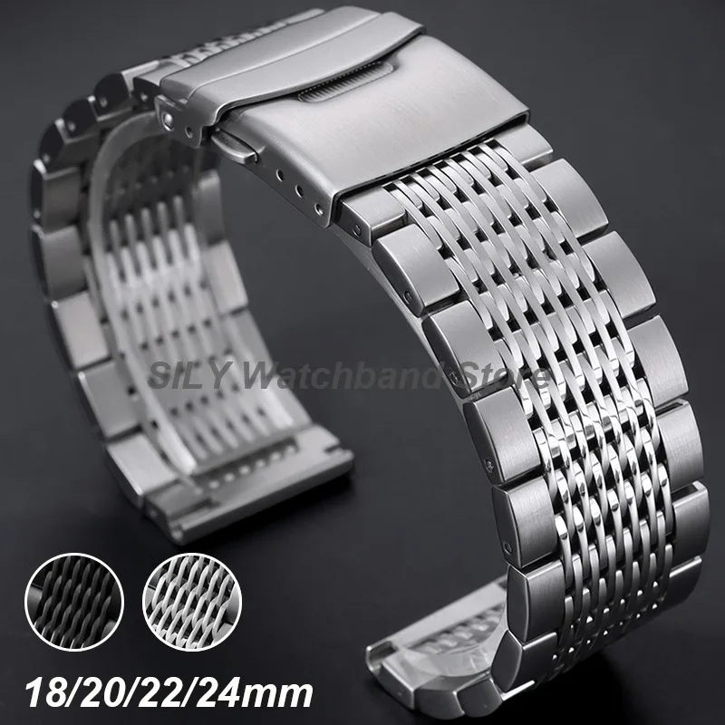 

18mm 20mm 22mm 24mm for Seiko Universal Folding Clasp Solid Stainless Steel Watch Band Strap Men Women Business Brushed Bracelet