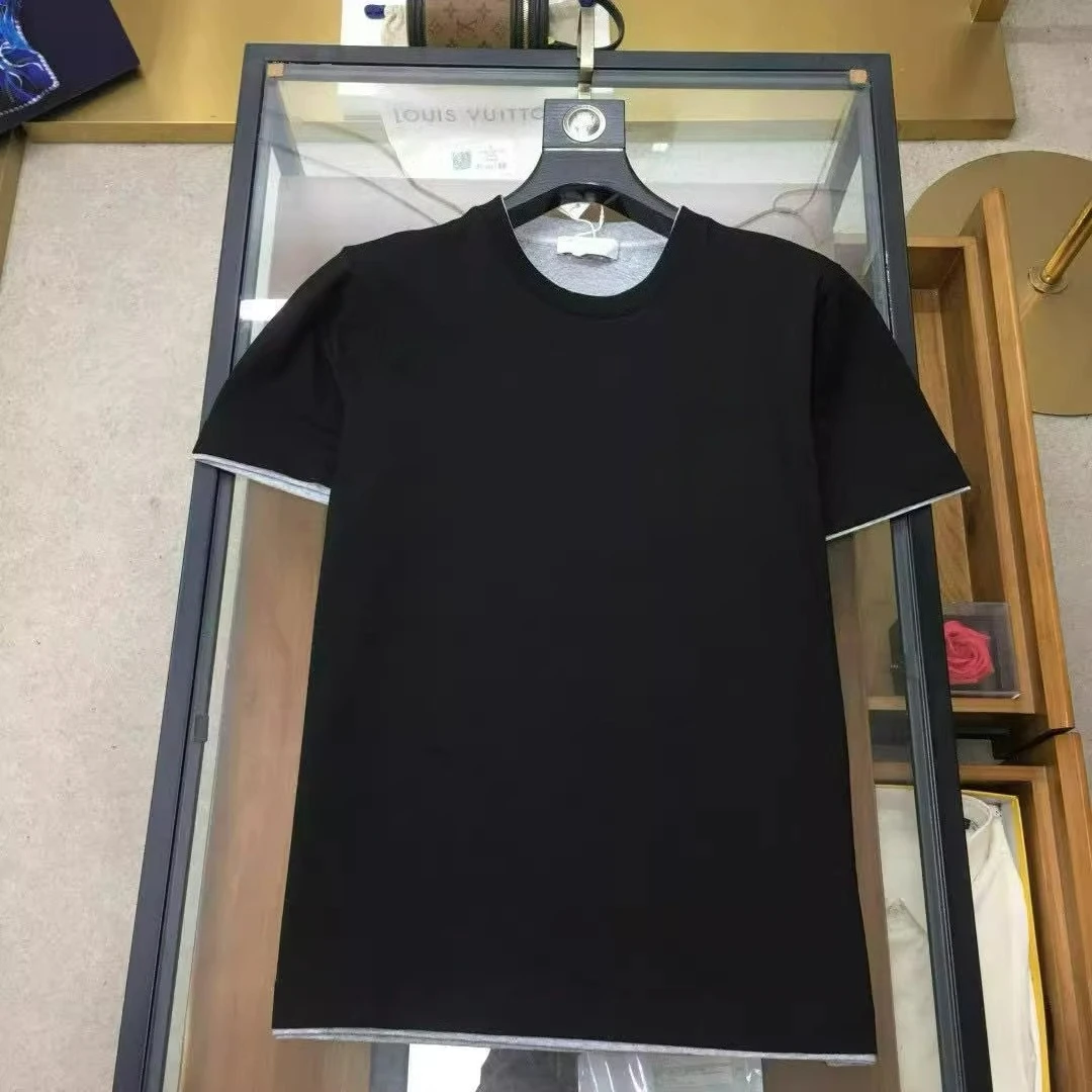 

Italy BC men's spring and summer new old money style men's round neck fake two short-sleeved casual fashion breathable T-shirt