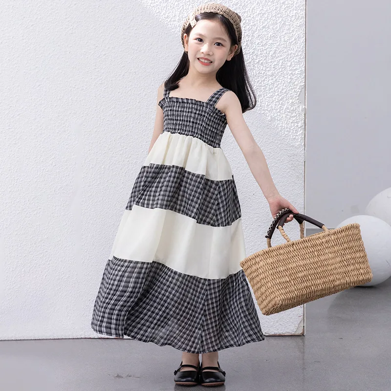 Girls Dress 2024 Summer New Children Dress Slip Dresses Summer Princess Summer Baby Girls Beach Skirt Fashion Long Skirts