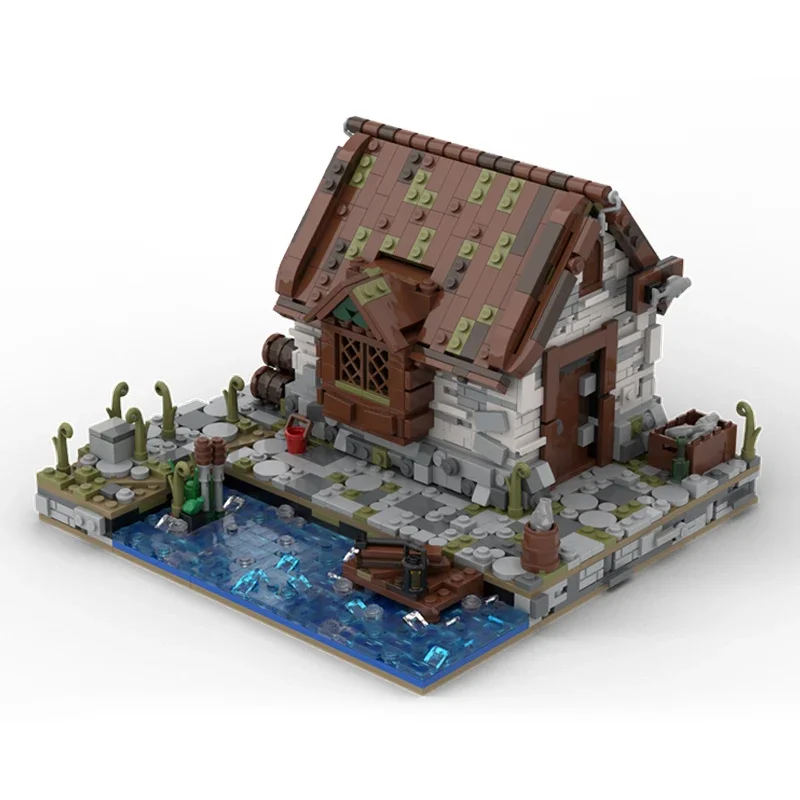 medieval fisherman hut bricks fishing cottage architecture bricks modular medieval harbor blocks hut house blocks architecture