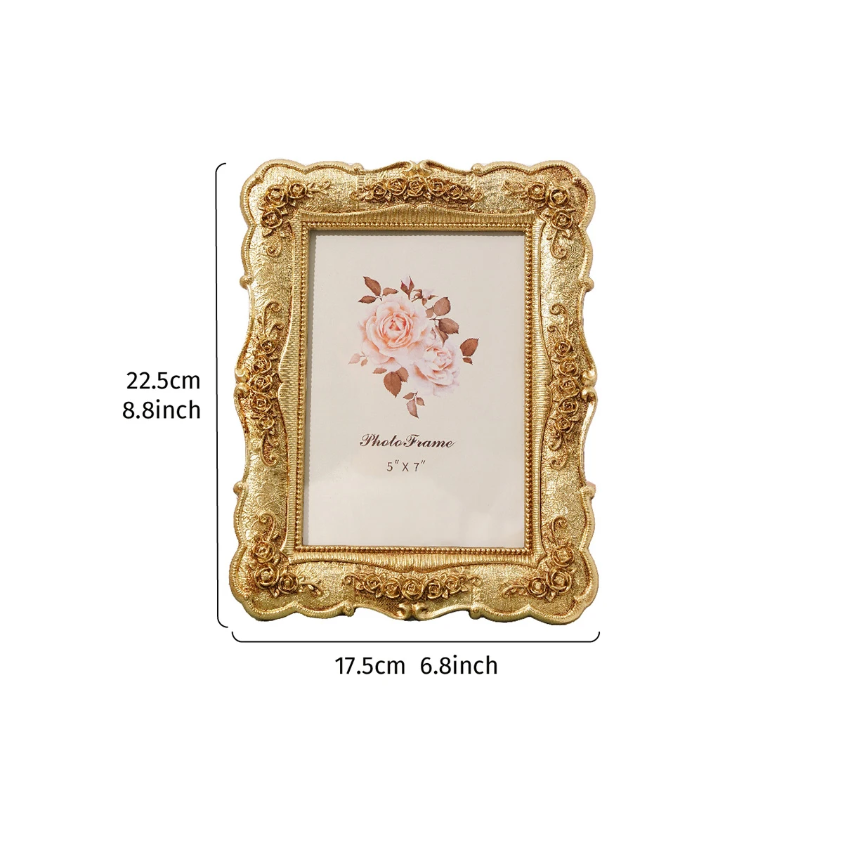 European-style Rectangular Golden Rose Relief Frame