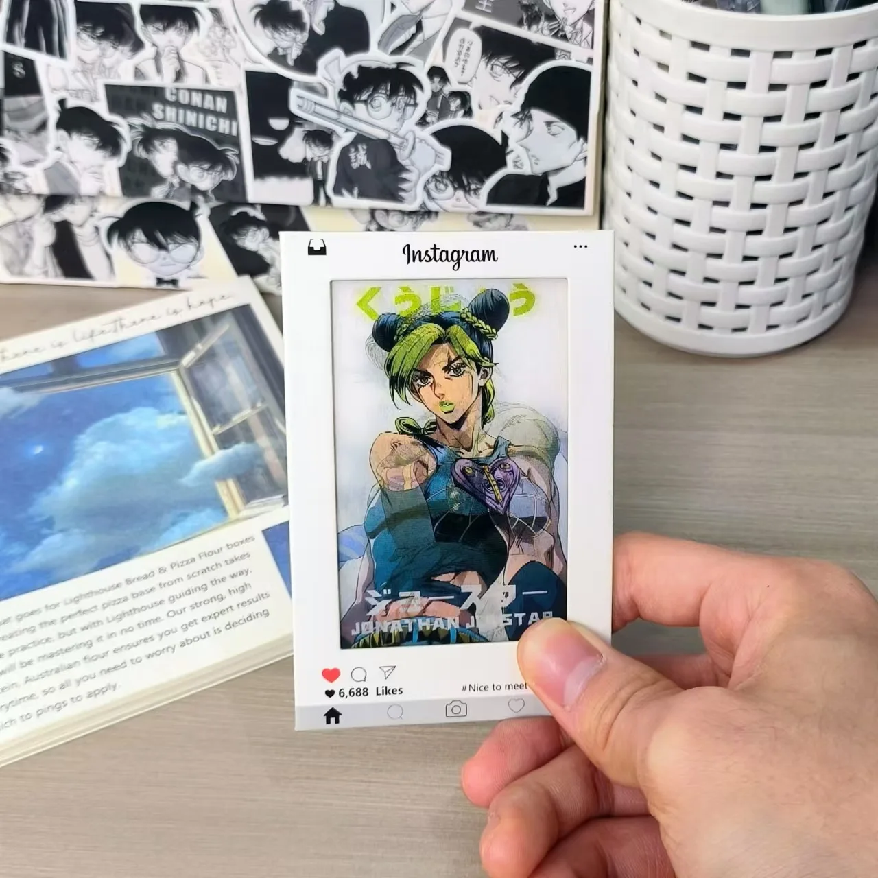 Bizarre Adventure Lenticular Card Jotaro Kujo & Jolyne Cujoh Keychain Backpack Pendant Niche Birthday Christmas Gift for Friends