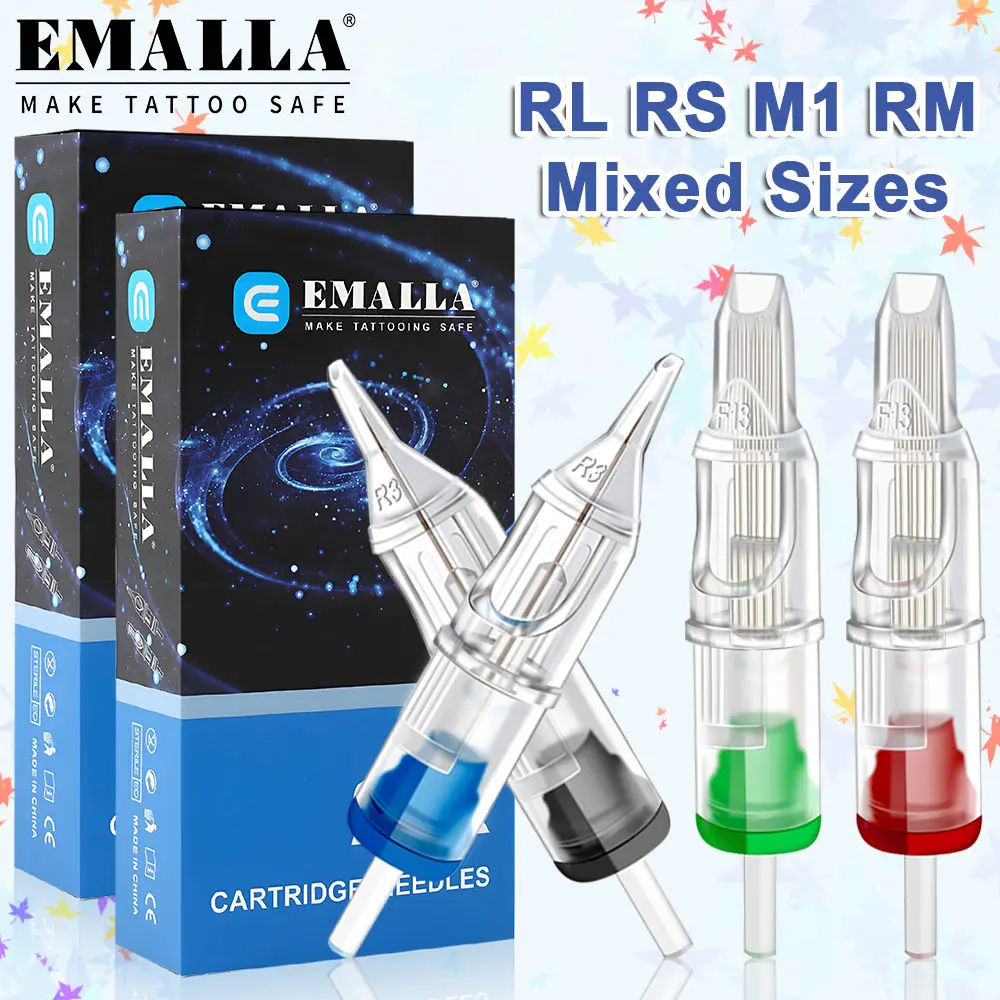 

Одноразовые стерилизованные картриджные иглы для тату-машинок RL RS M1 RM, смешанные размеры, безопасные картриджные иглы для тату-машинок-ручек