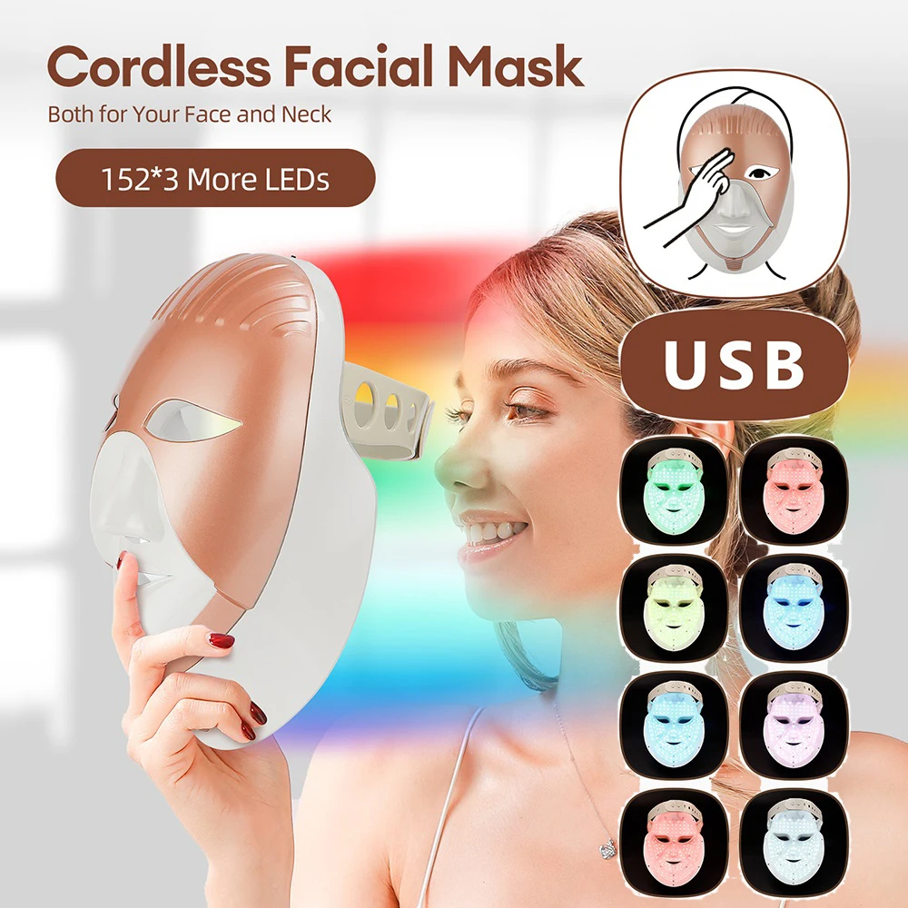 Egyptian Mask Wireless 7 Colors Facial LED Mask Cleopatra 630nm Red Light Smart Touch facials equipment