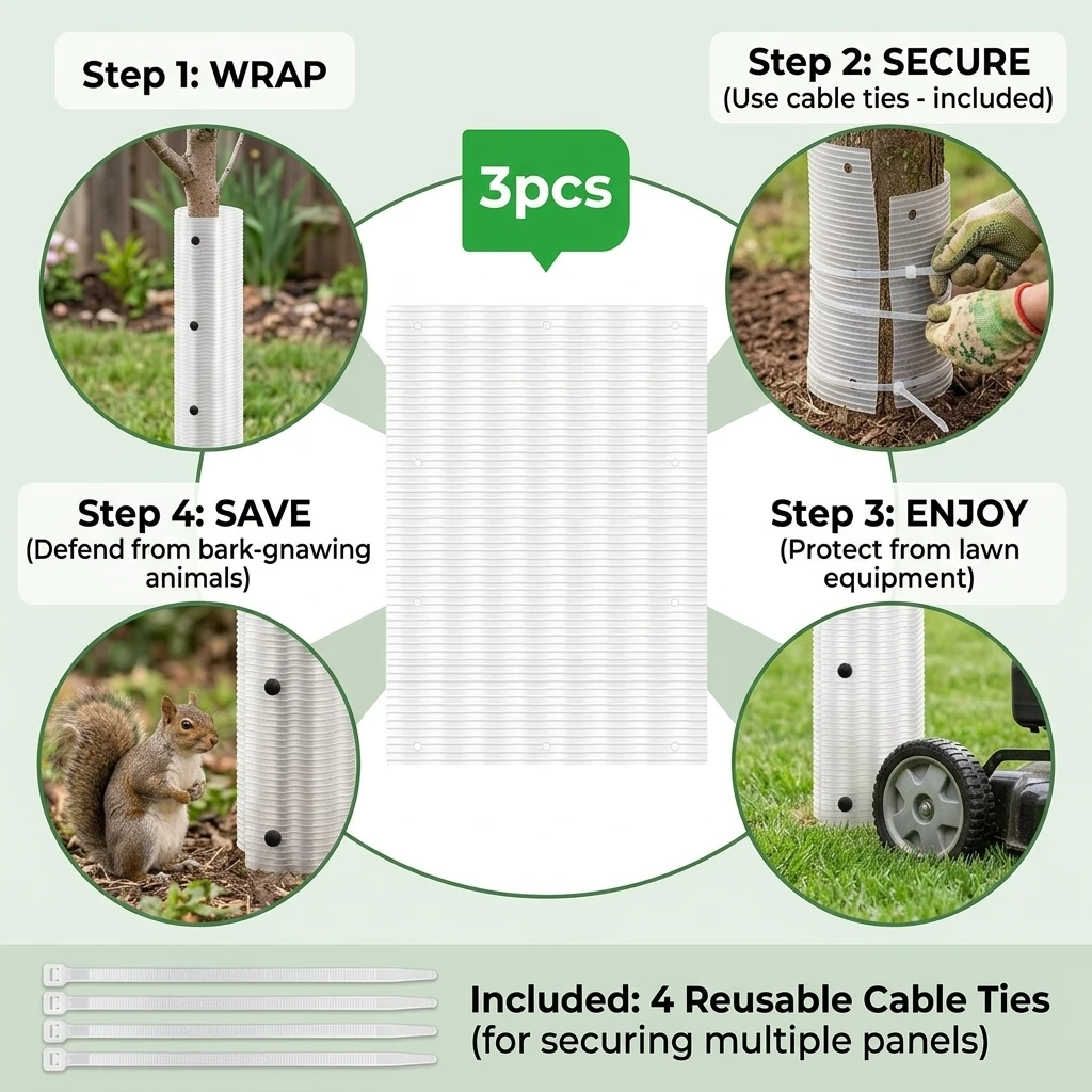 3-6pcs Tree Trunk Guards HDPE Spiral Protective Tubes Durable for Garden Orchard Nursery Anti-Squirrel Bark Protector Kit