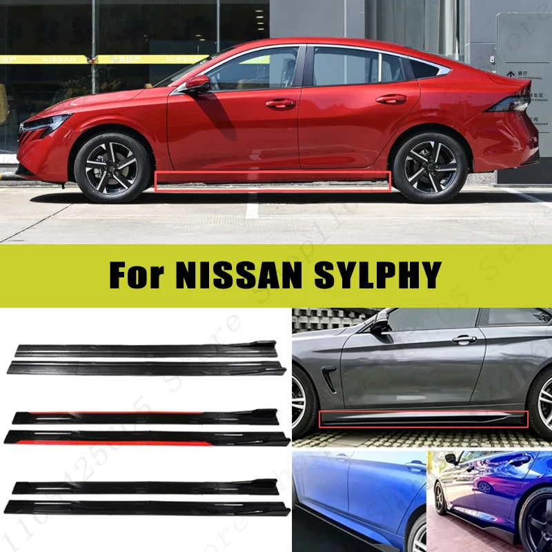 For NISSAN SYLPHY Racing Sport Side Skirts 2.0/2.2M 86.6" ABS Splitters Extended Lip Body Kit Bumper Modified Parts 8Pcs