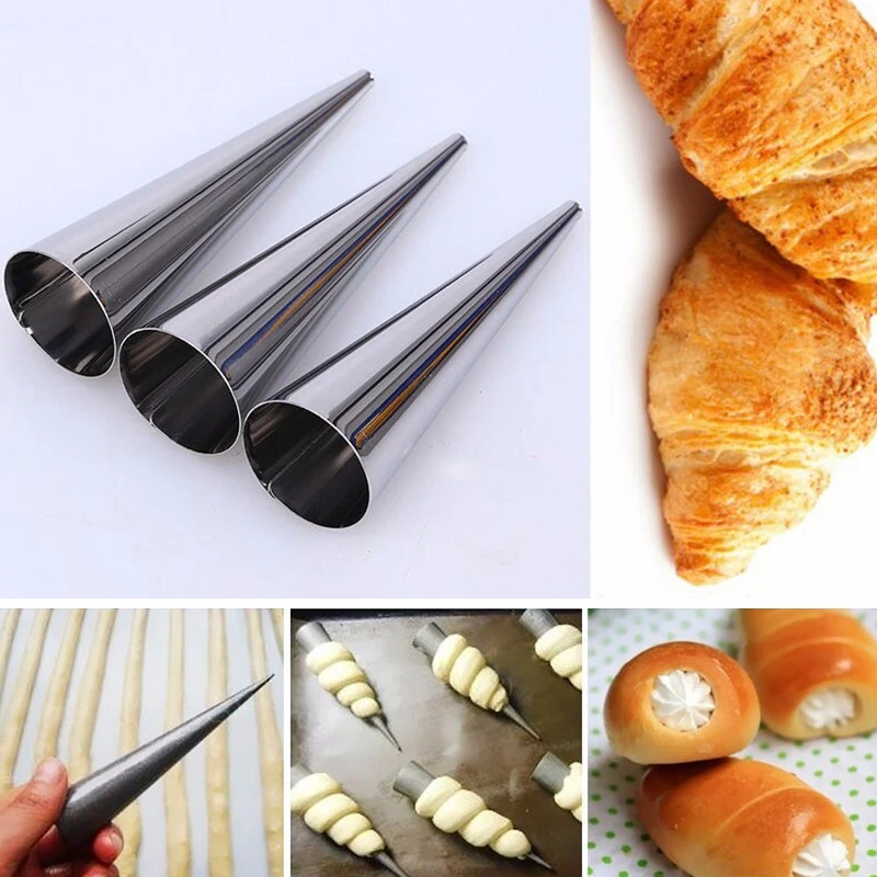 1PCS Conical Tube Cone Roll Moulds Spiral Croissants Molds Cream Horn Mould Pastry Cookie Dessert Kitchen Accessories Baking