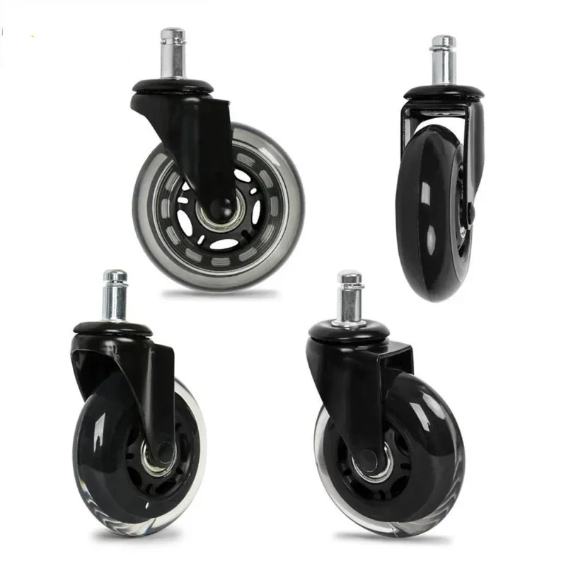 2.5/3 Inch PU Furniture Casters 360 Degree Swivel Mute For Office Computer Chair Adjustable Rolling Double Bearing Cart Wheel