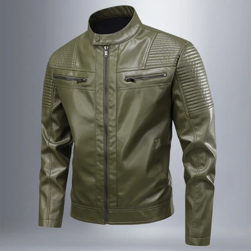 

Мужская корейская модная повседневная куртка из искусственной кожи, универсальная верхняя одежда, мотоциклетный костюм, зимняя утепленная рабочая одежда из искусственной кожи