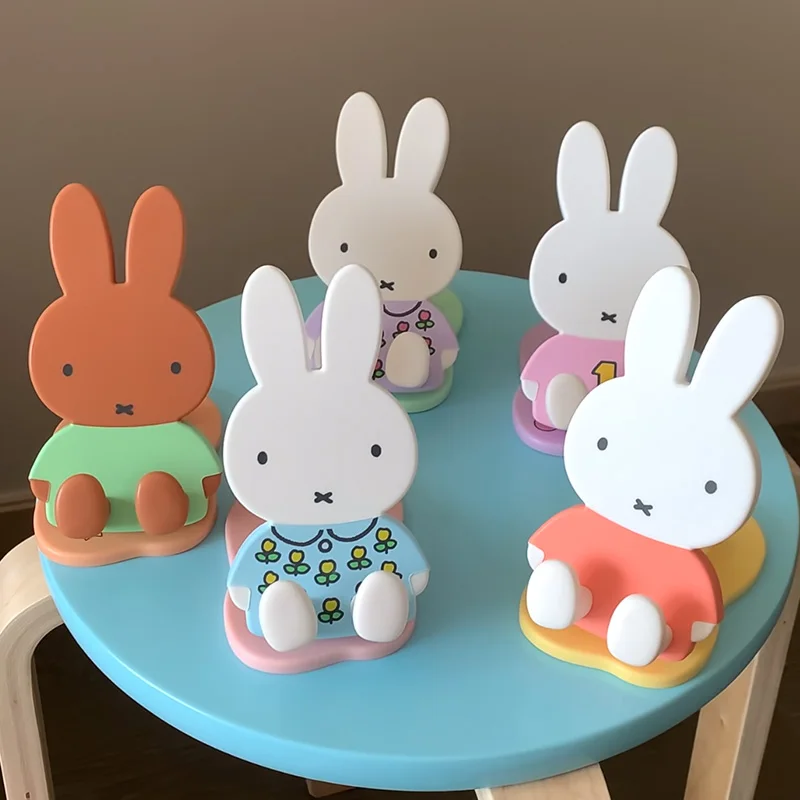 Cartoon Miffy Telescopic Folding Phone Stand,Adjustable Desktop Holder for Mobile&Tablet,Cute Accessory,Birthday Gift for Friend
