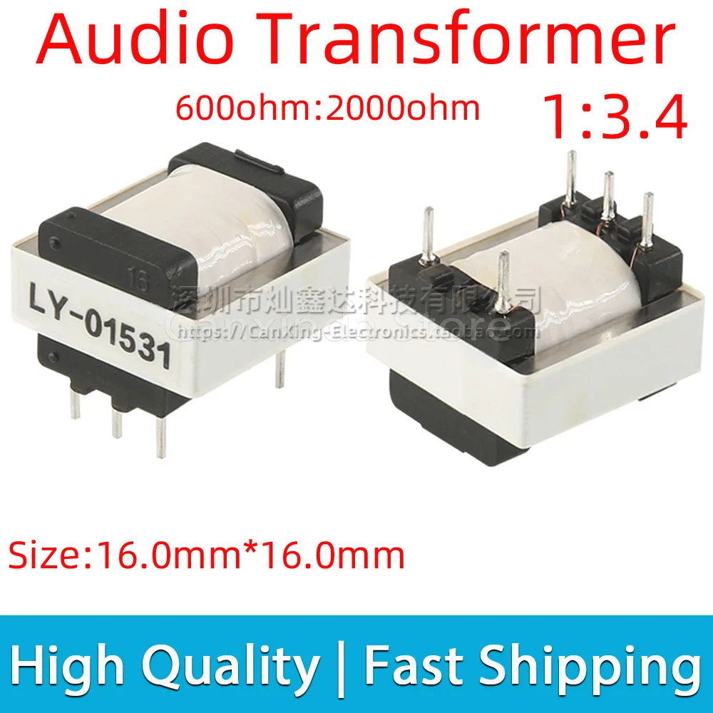 LY-01531 Permalloy Audio Transformer DIP Impedance 600 ohm : 2000 ohm Turns Ratio 1:3.4 isolation Ni-Fe Transformer nickel steel