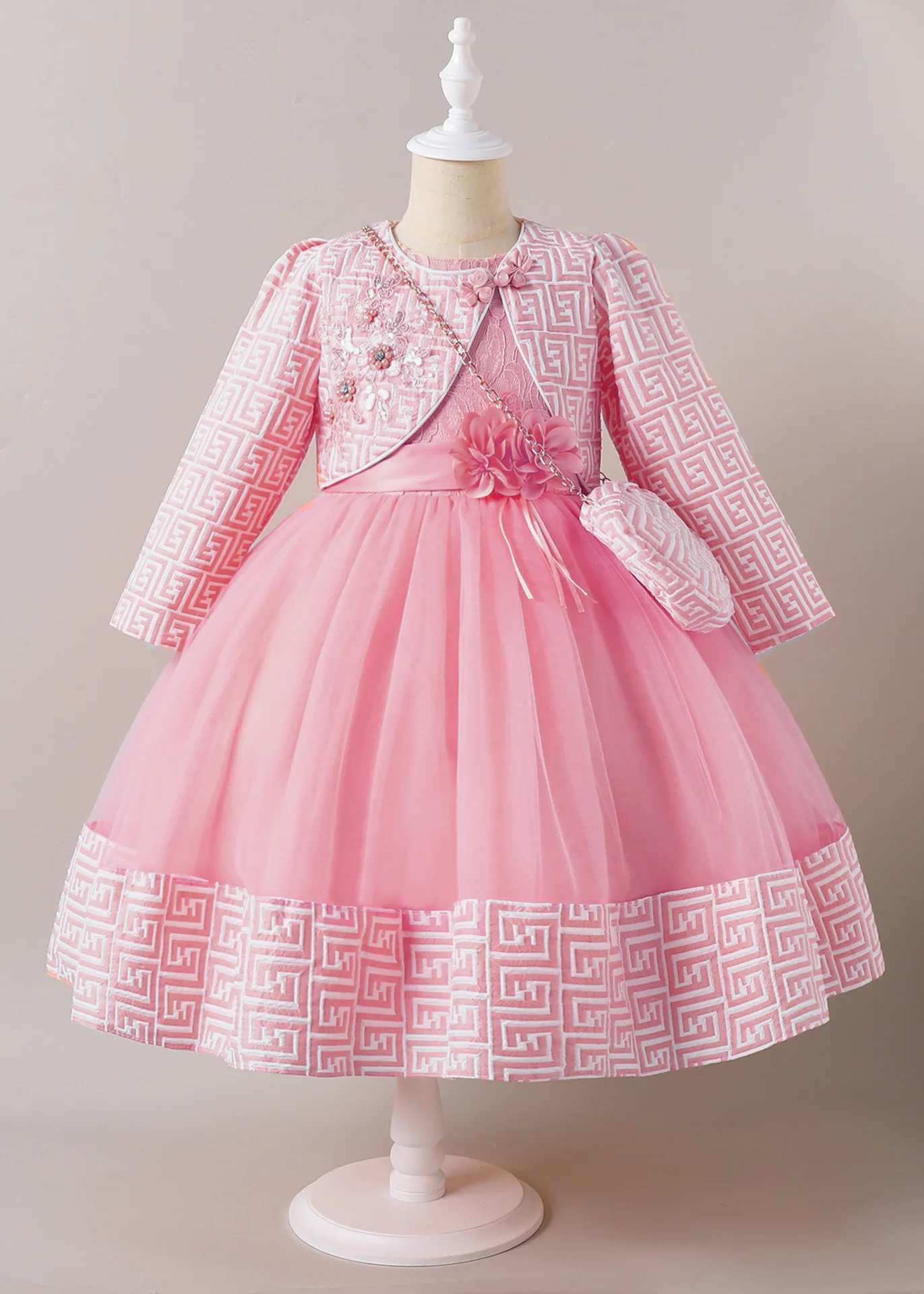 Kid Girl Party Dress for Wedding Children Girls' Clothes with Elegant Bag Kids Evening Dresses 3-10Y