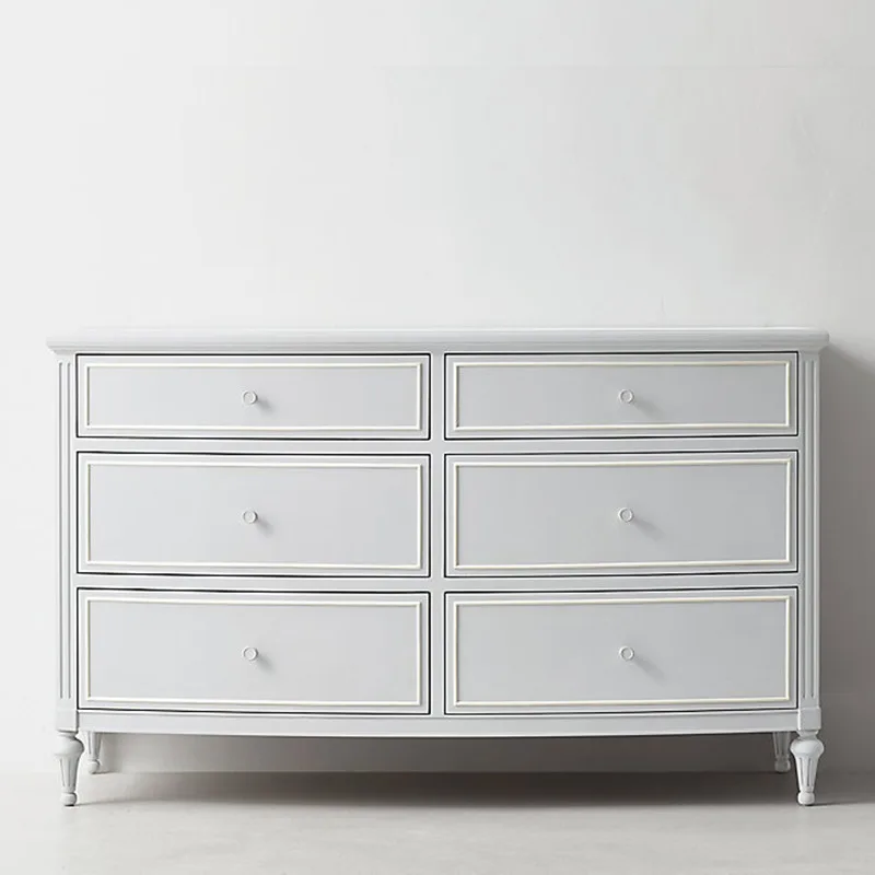 American Mediterranean style light blue-gray 6 chest cabinet, complete set of furniture, simple villa living room storage cabine