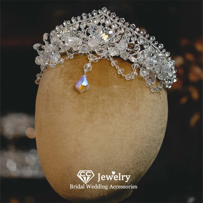 

CC Crystal Crowns Women Hair Accessories Wedding Hairwear Bridal Dress Engagement Jewelry Shining Pageant Coronets Party Tiaras