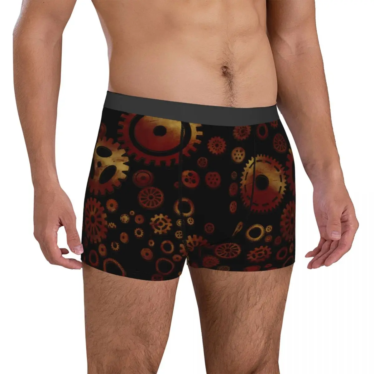 Steampunk Gears Underwear Abstract Print Men Shorts Briefs Plain Boxershorts Hot Custom Plus Size Underpants