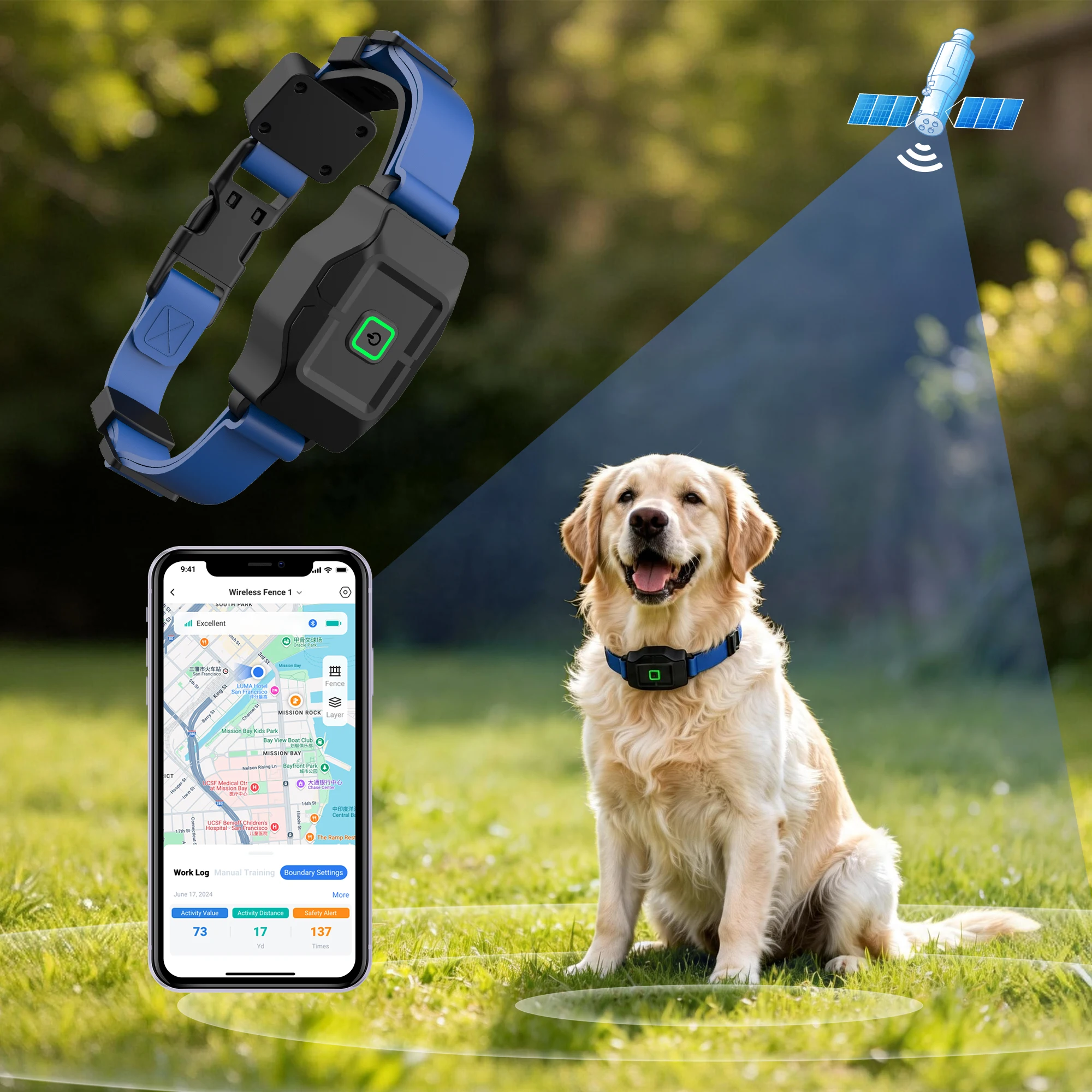 Dog Wireless Electric Fence Training System Training Collar With Remote Polygon Geo Fence Smart GPS Wireless Fence With Free APP